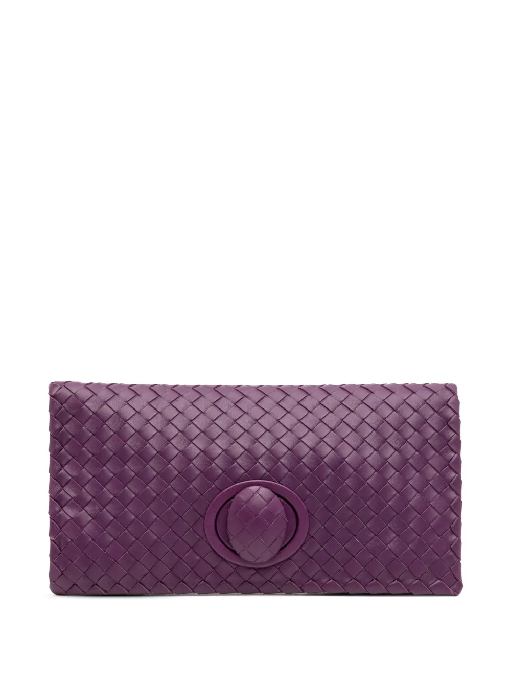 Bottega Veneta Pre-Owned 2012-2025 ナッパ イントレチャート ターンロック クラッチバッグ - パープル Bottega Veneta Pre-Owned 2012-2025 ナッパ イントレチャート ターンロック クラッチバッグ - パープル