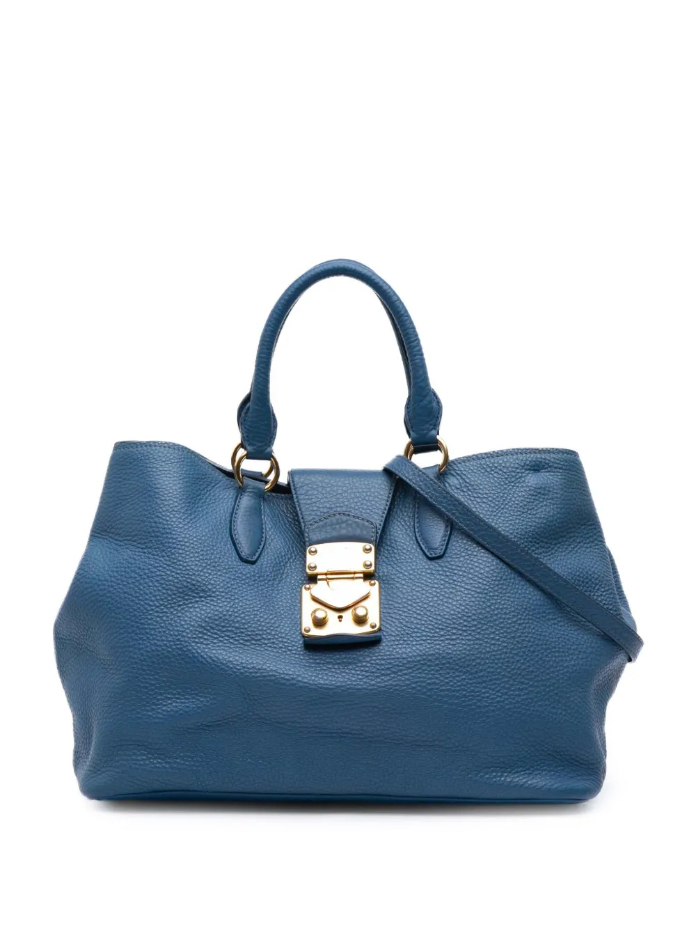 Miu Miu Pre-Owned 2010-2025 ペブルレザー コンバーチブル トート サッチェルバッグ - ブルー Miu Miu Pre-Owned 2010-2025 ペブルレザー コンバーチブル トート サッチェルバッグ - ブルー