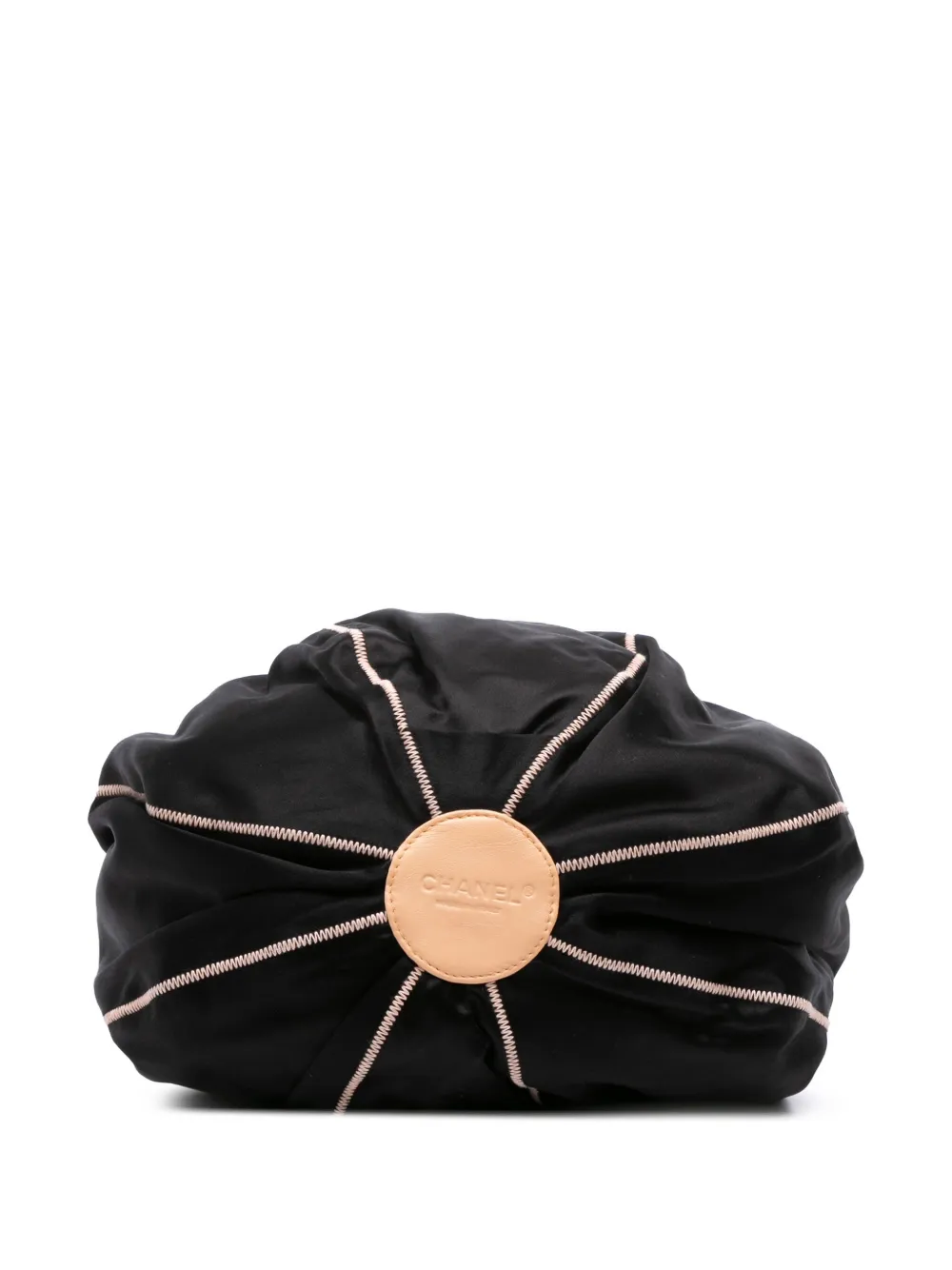 Pre-owned Chanel 2003-2004 Lambskin And Satin Reversible Sac Cordon Bucket Bag In Brown