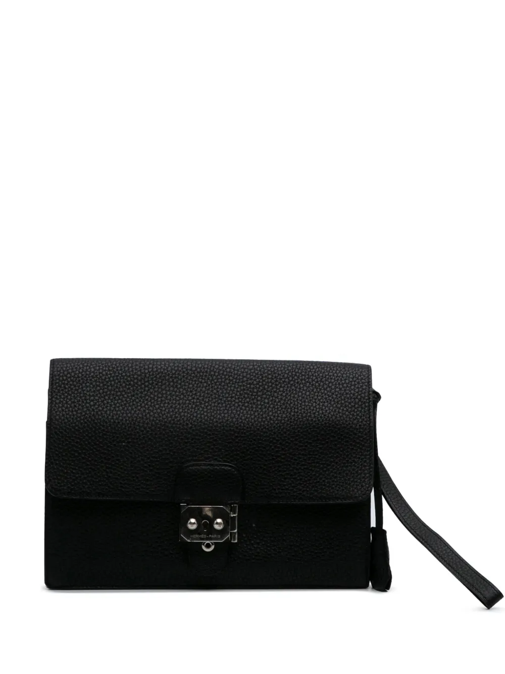 Pre-owned Hermes 1997-2014 Togo Jet Pochette Clutch Bag In Black
