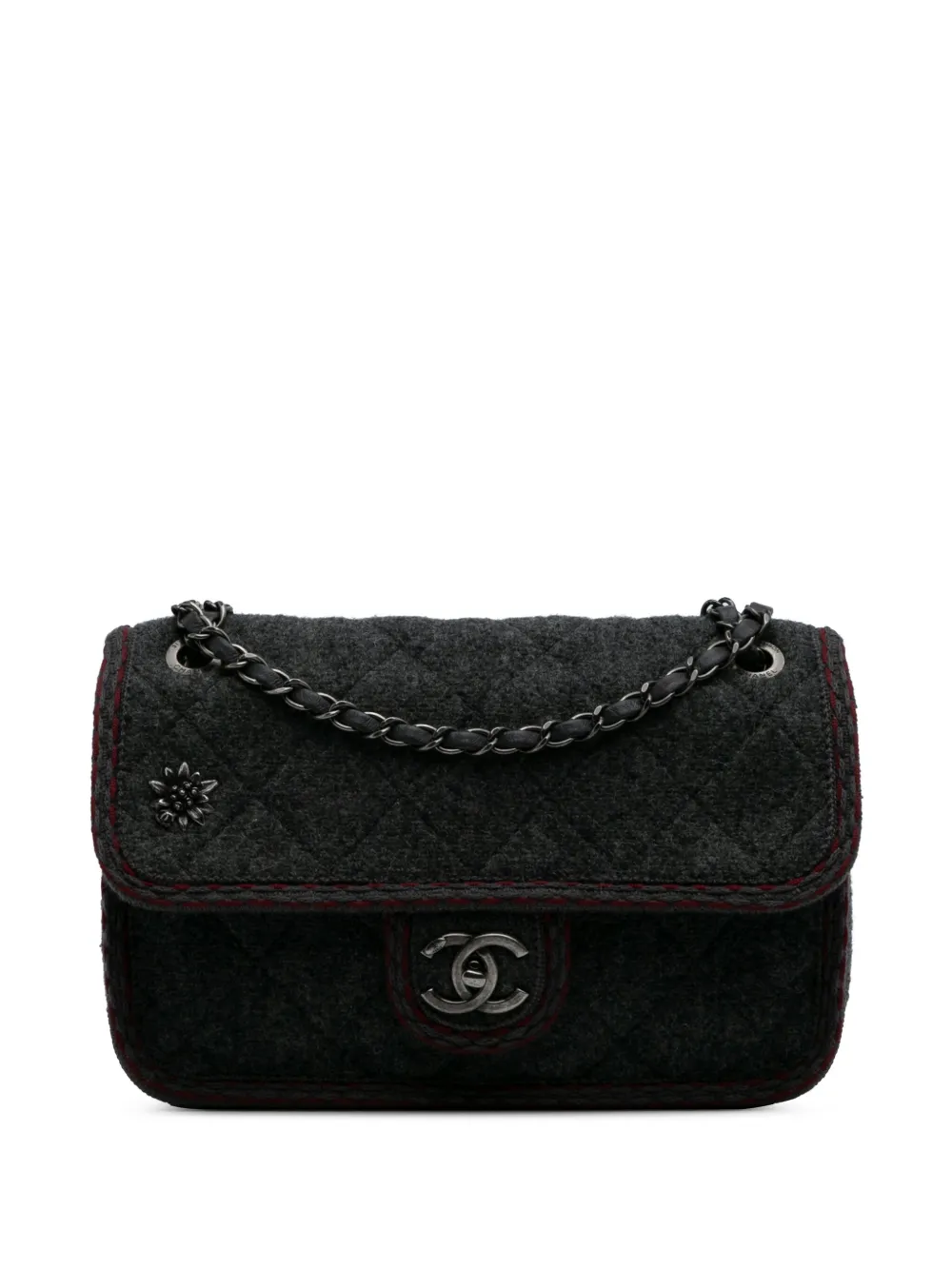 CHANEL Pre-Owned 2015-2016 パリ ザルツブルク ミディアム マトラッセ ウール エーデルワイス フラップ CHANEL Pre-Owned 2015-2016 パリ ザルツブルク ミディアム マトラッセ ウール エーデルワイス フラップ