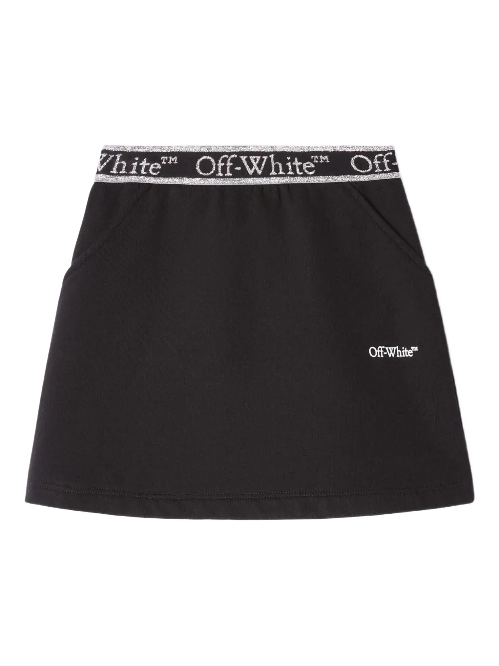 Off-White Kids logo-print elastic-waistband mini skirt - Nero