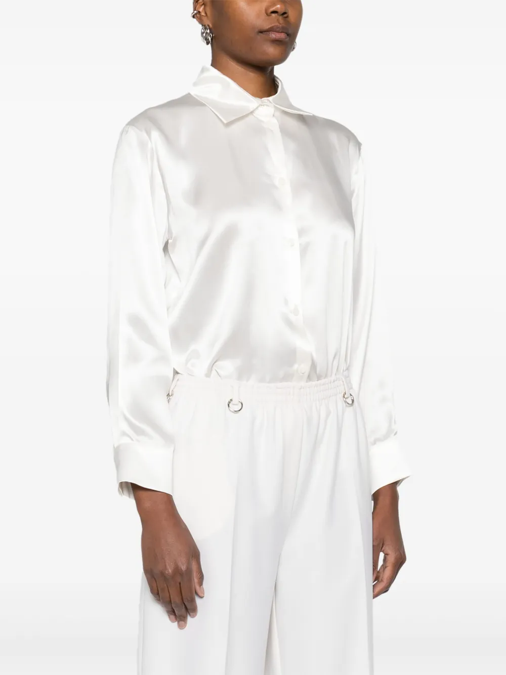  Medeea Button-up Silk Shirt - White 