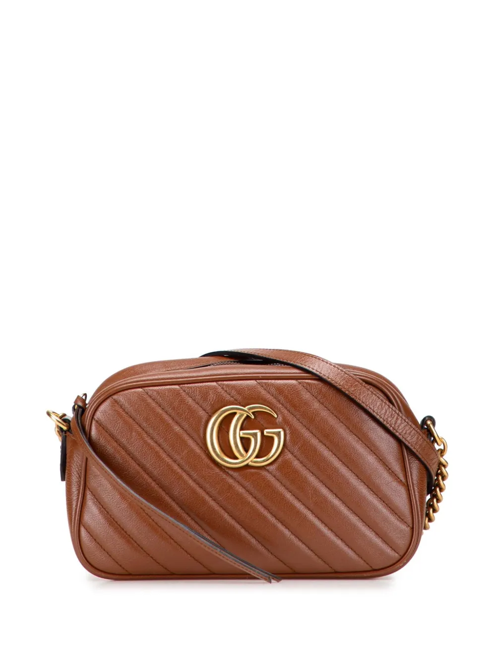 Gucci Pre-Owned 2016-2025 スモール GGマーモント マテラッセ レザー ショルダーバッグ - ブラウン Gucci Pre-Owned 2016-2025 スモール GGマーモント マテラッセ レザー ショルダーバッグ - ブラウン