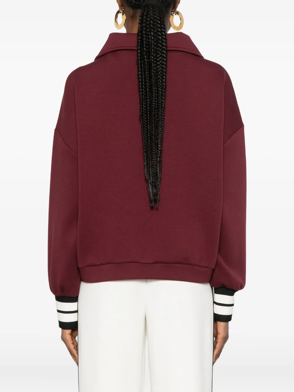 Twinset Bow-detail Short-zip Sweatshirt In Brown