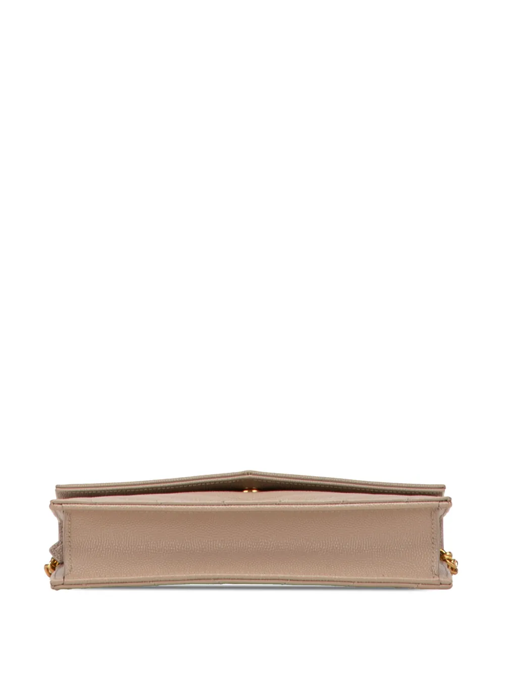 Pre-owned Saint Laurent 2025 Grain De Poudre Cassandre Envelope Chain Wallet Crossbody Bag In Brown