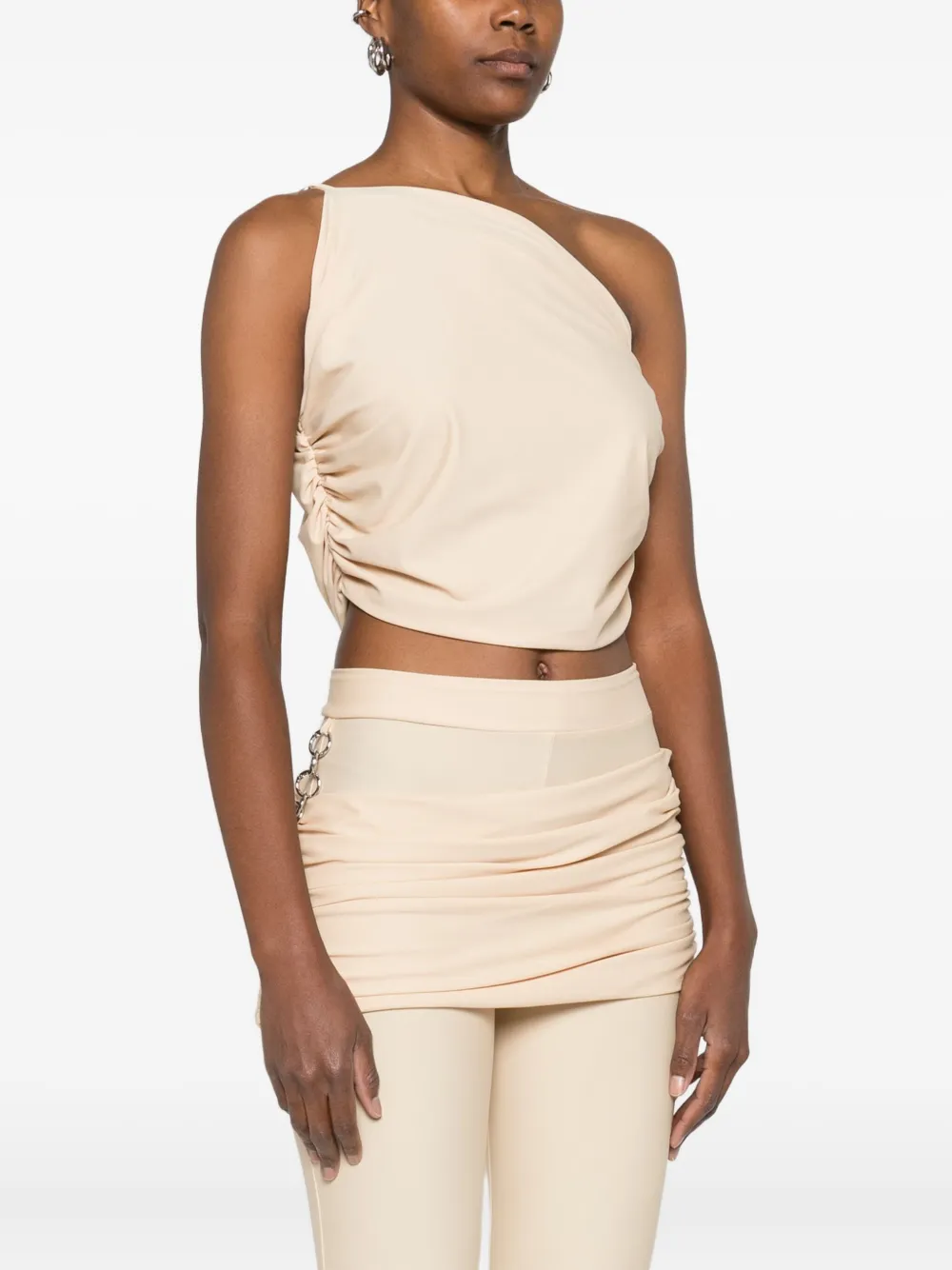 Medeea Ruched One-shoulder Blouse In Neutral