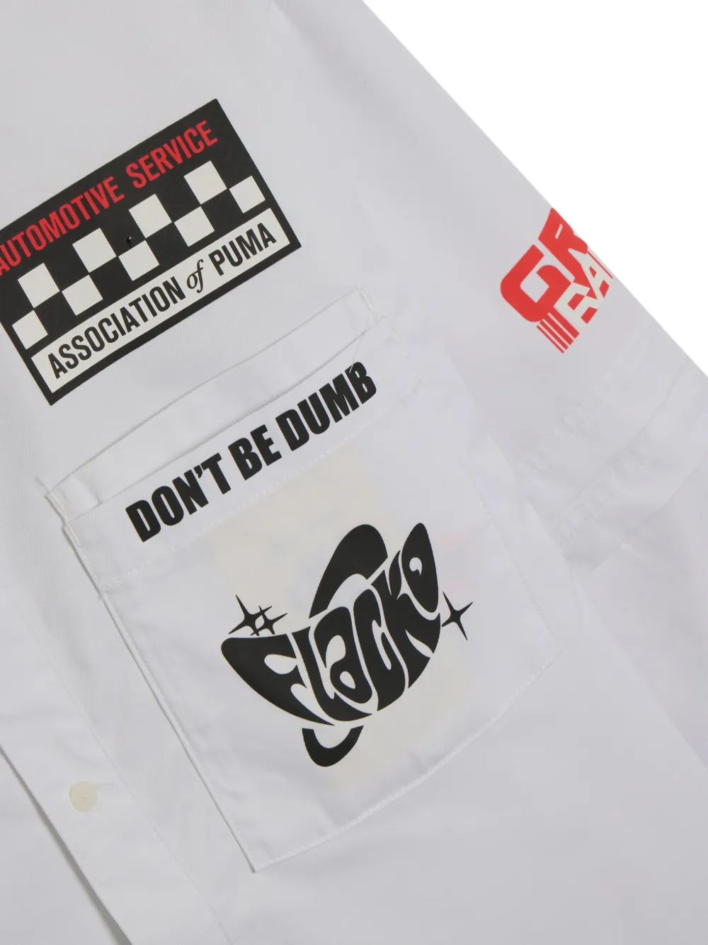 PUMA x A$ap Rocky gelaagd overhemd met ronde hals en knopen Wit