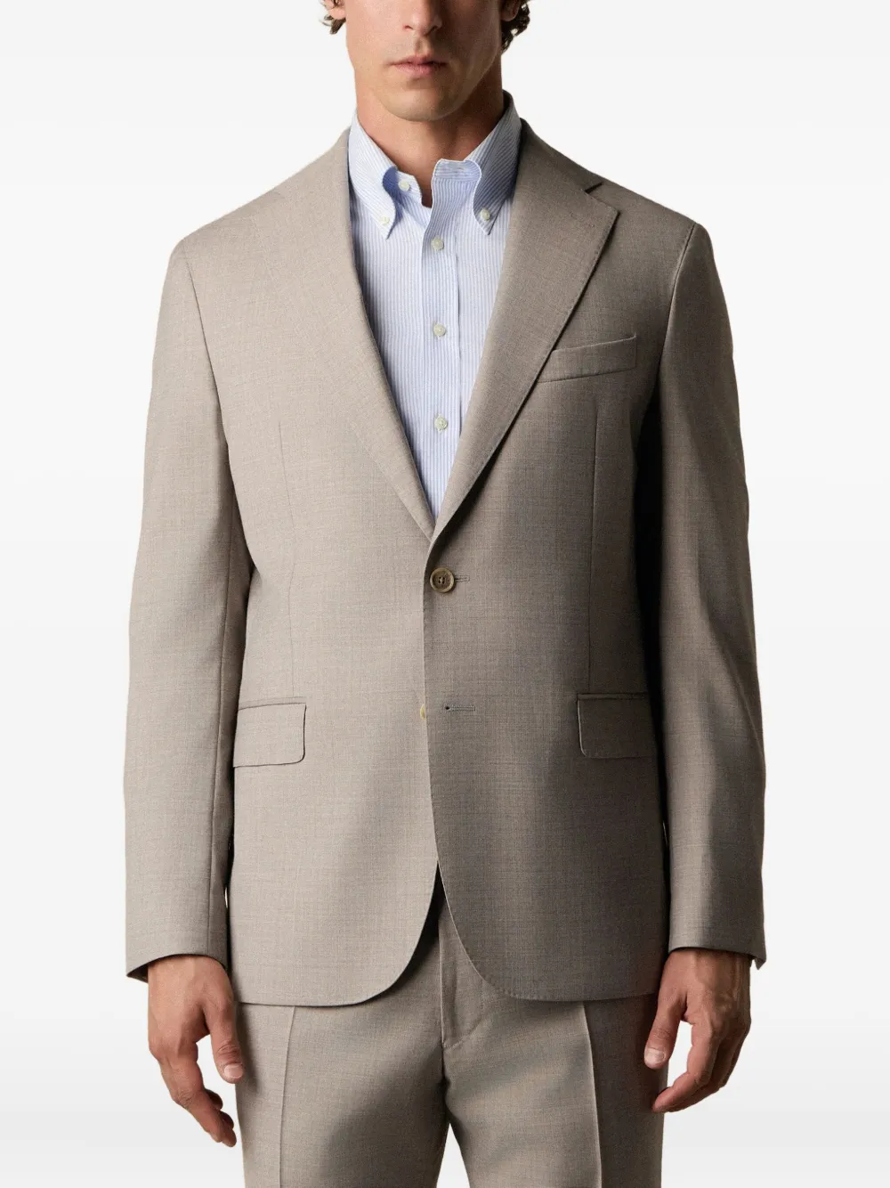 Brooks Brothers Wollen blazer met enkele rij knopen Bruin