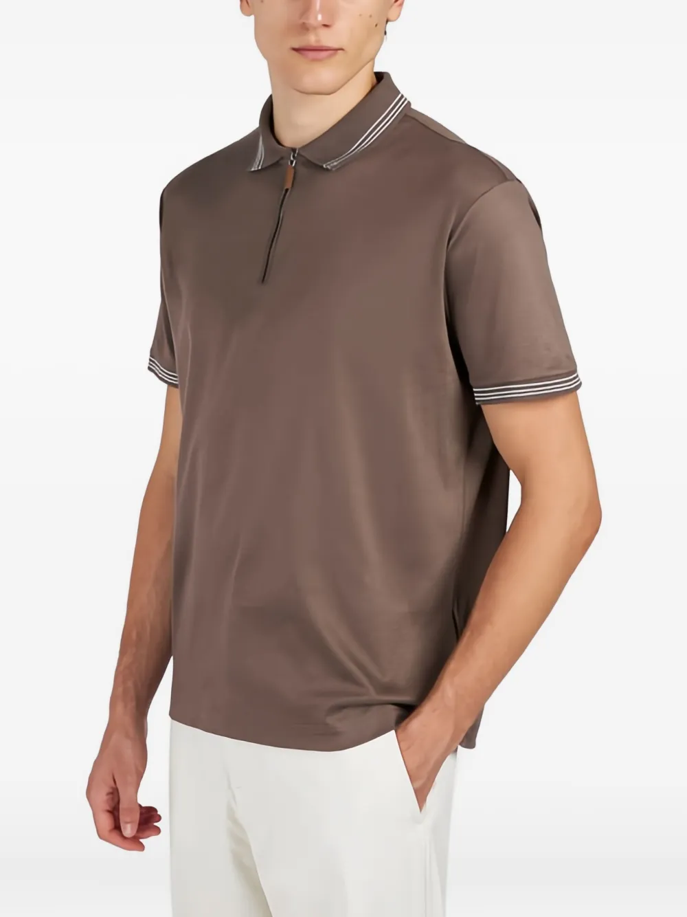 Paul & Shark striped-detail polo shirt - Bruin