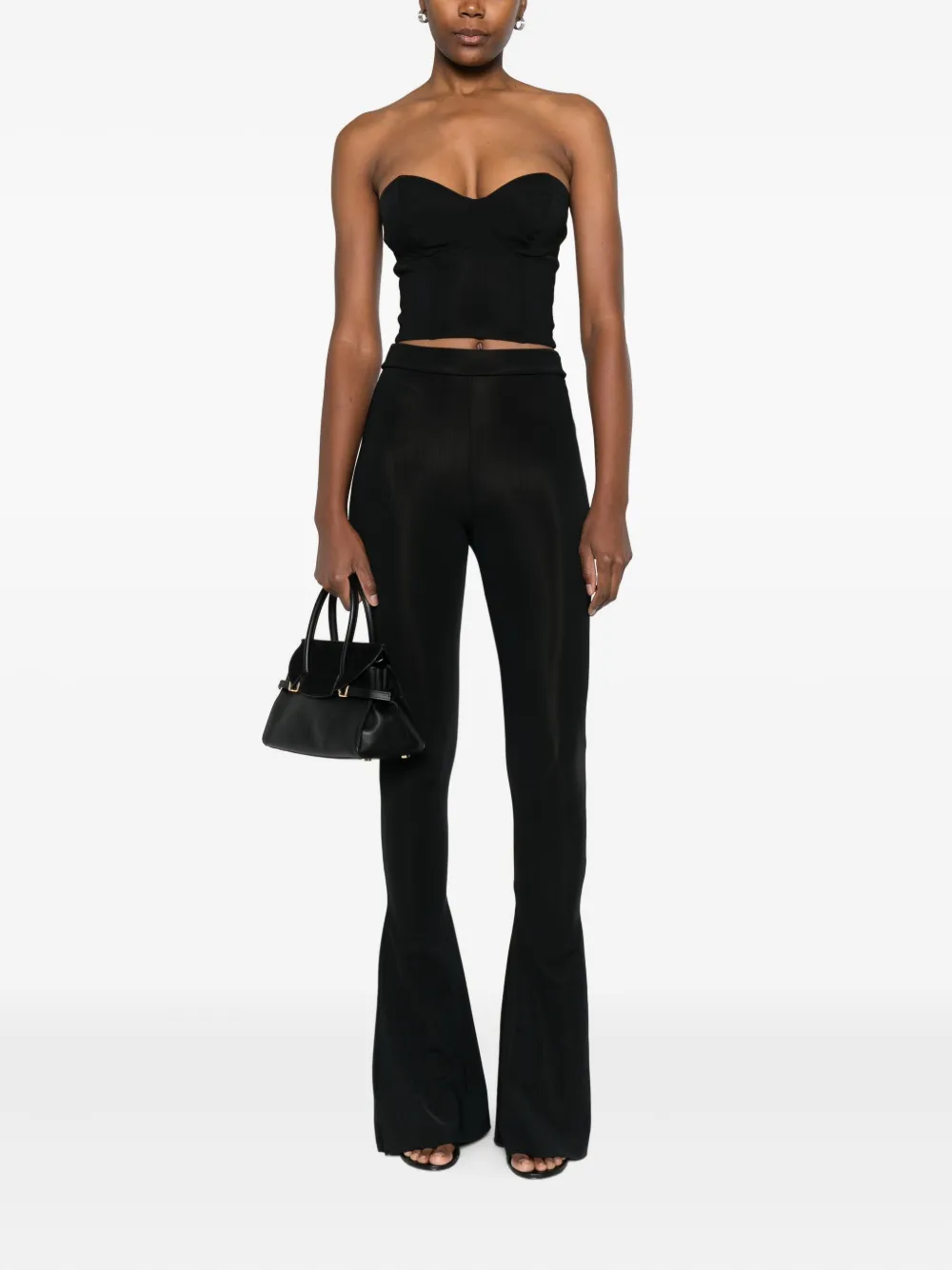 Medeea High-waisted Flared Trousers In Black