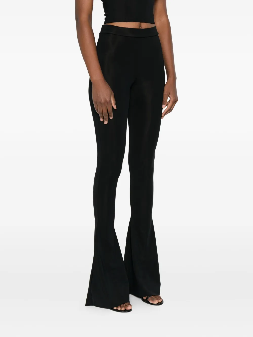 Medeea High-waisted Flared Trousers In Black