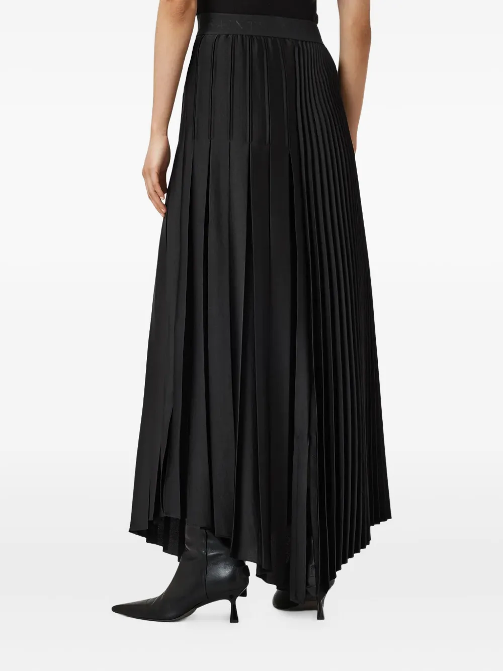 Allsaints Jax Pleated Midi Skirt In Black