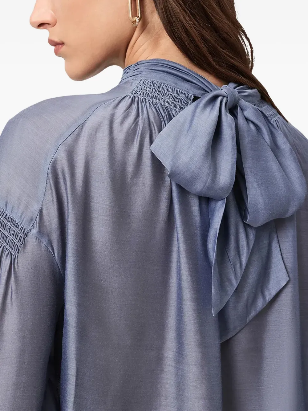 Allsaints Pearla High-neck Blouse In Blue