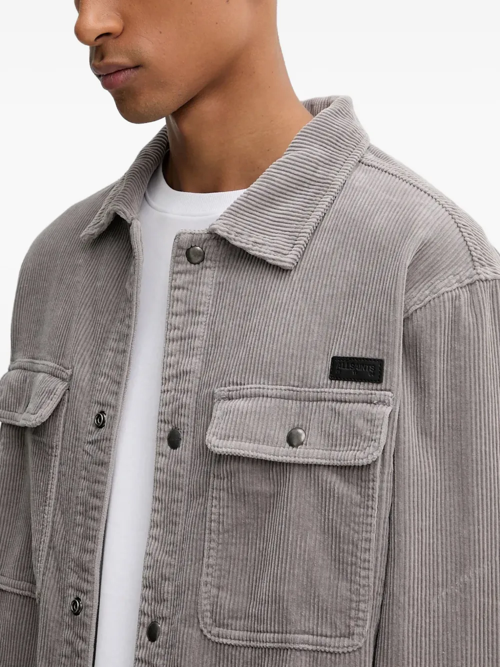 AllSaints Castleford ribfluwelen overhemd Grijs