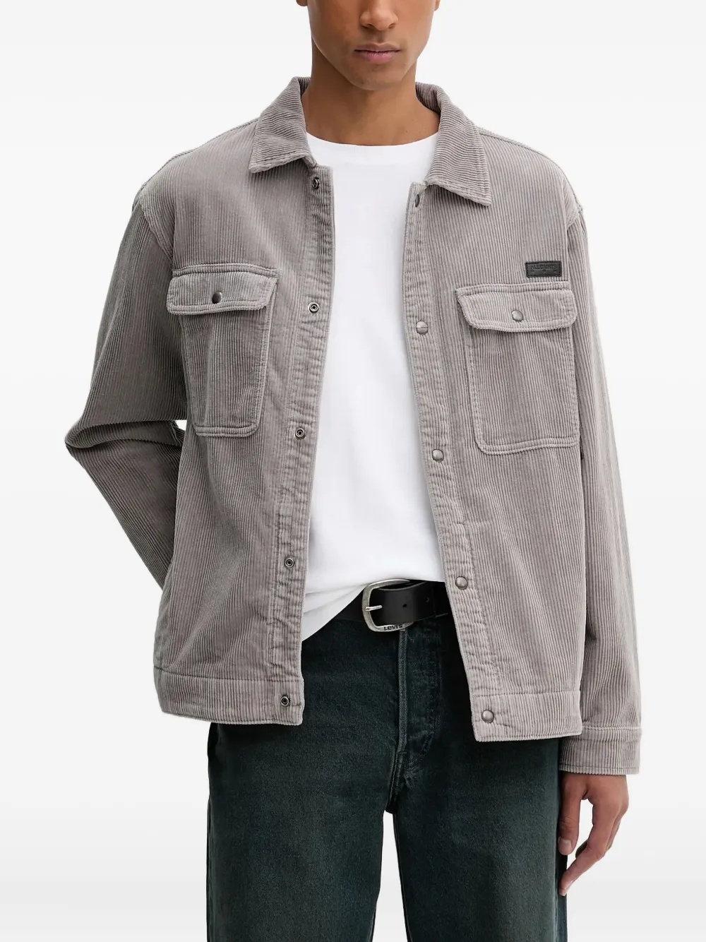 AllSaints Castleford corduroy shirt | Grey | Image 1