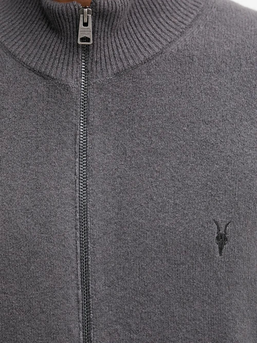 AllSaints Statten Ramskull vest met rits Grijs