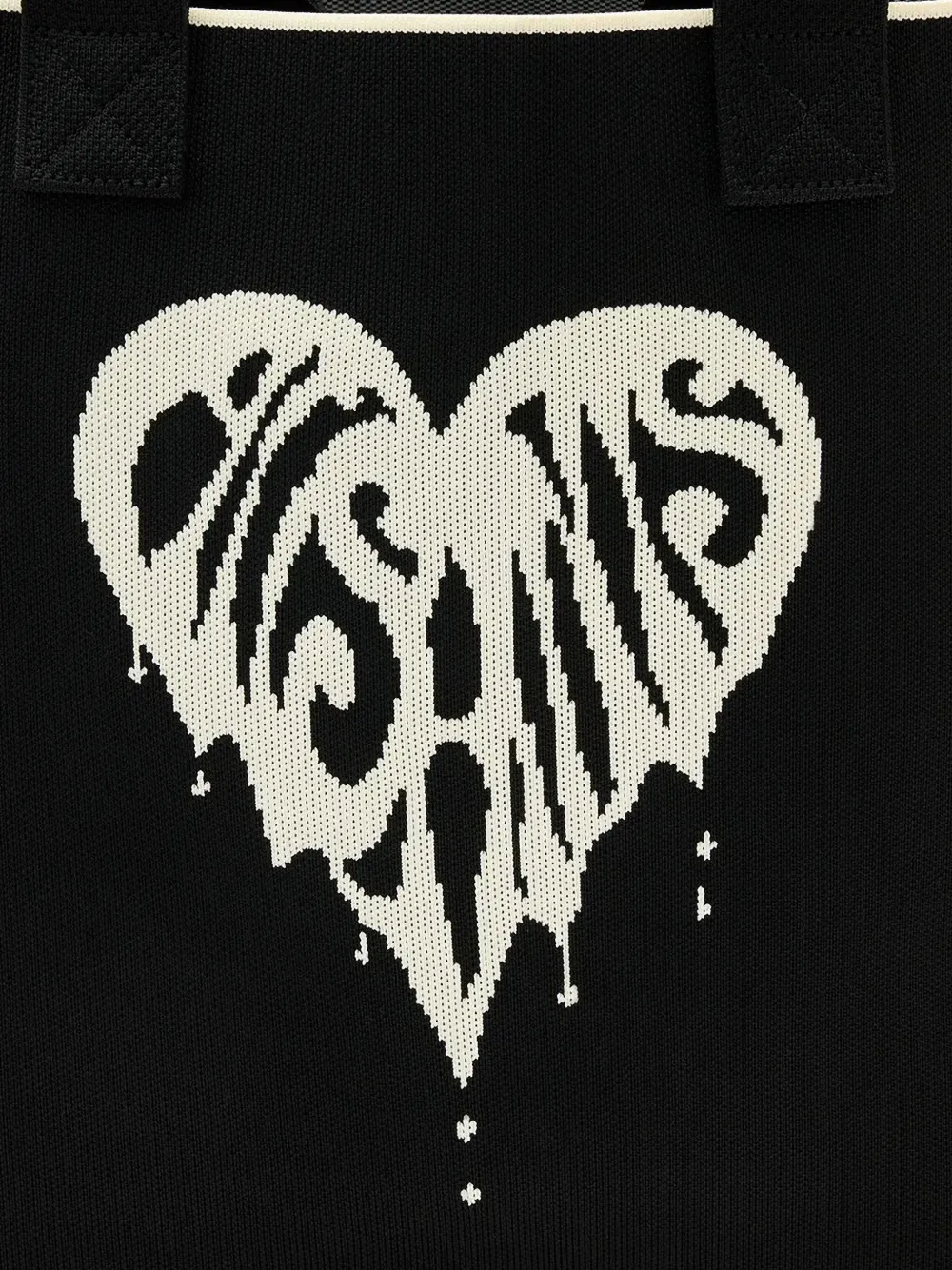 Allsaints Izzy Heart Large Knitted Tote Bag In Black