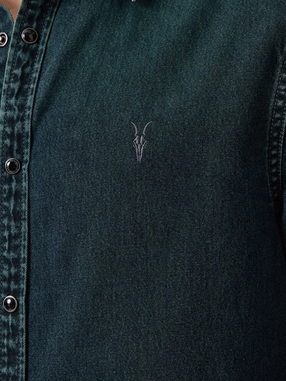 AllSaints Gleason overhemd met geborduurde doodskop Groen