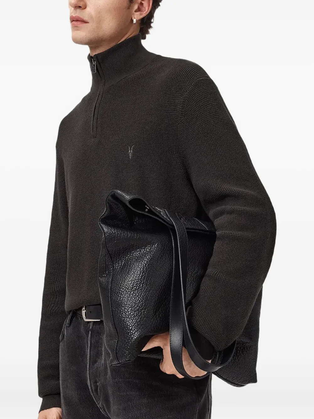 AllSaints Aspen zip-neck sweater - Bruin