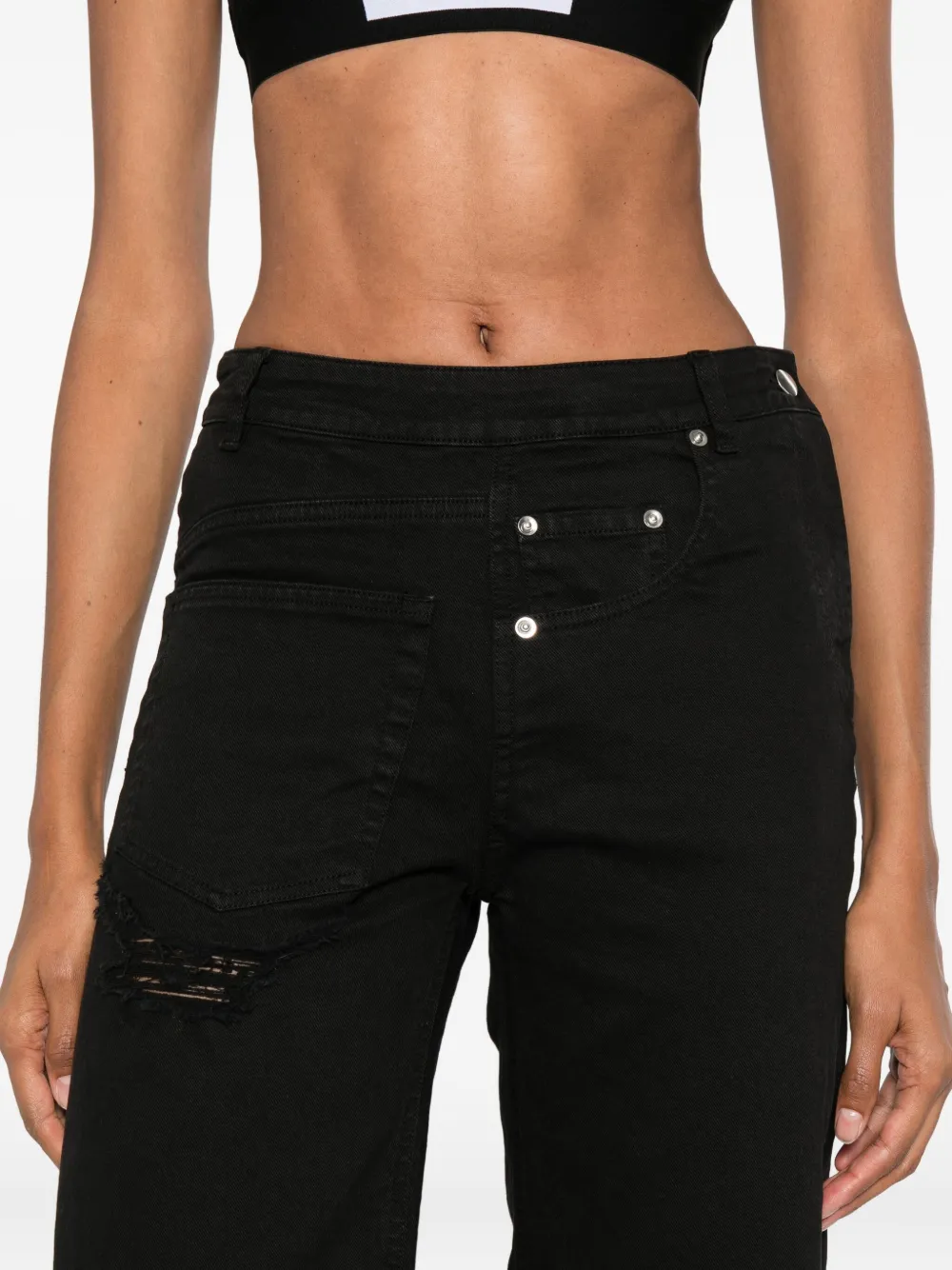 Medeea Ripped-detail Reversed Jeans In Black