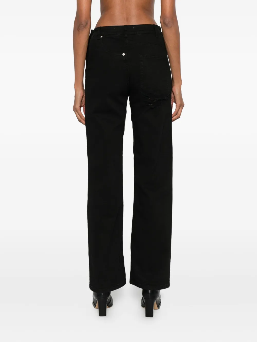 Medeea Ripped-detail Reversed Jeans In Black