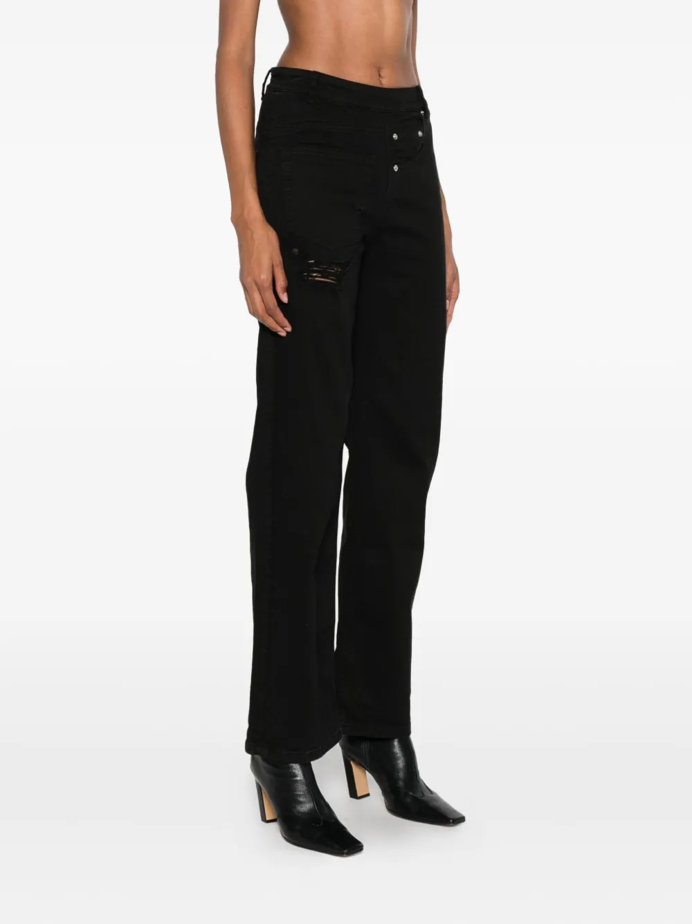 Medeea Ripped-detail Reversed Jeans In Black