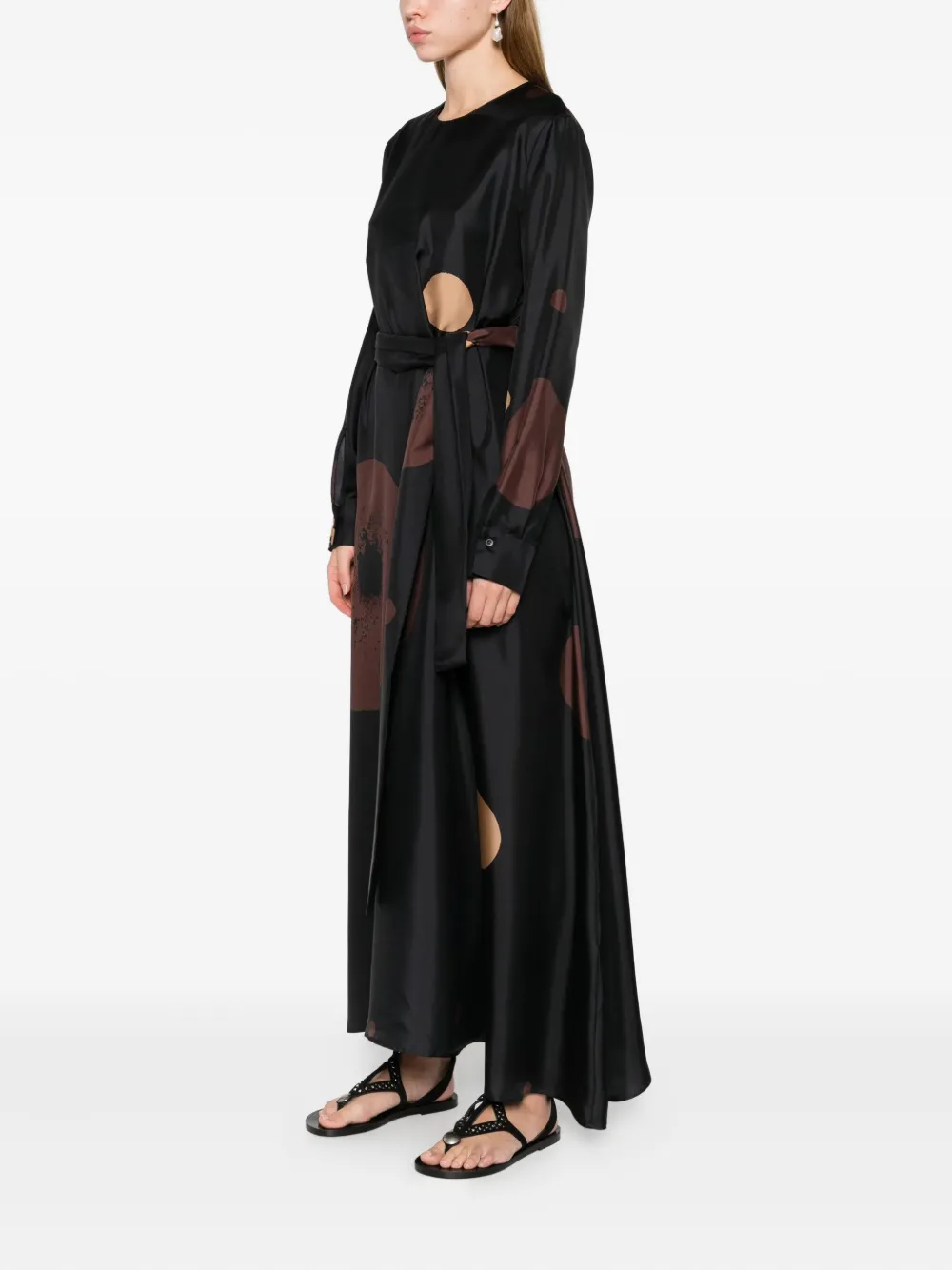 Co.go Polka-dot Tie Dress In Black