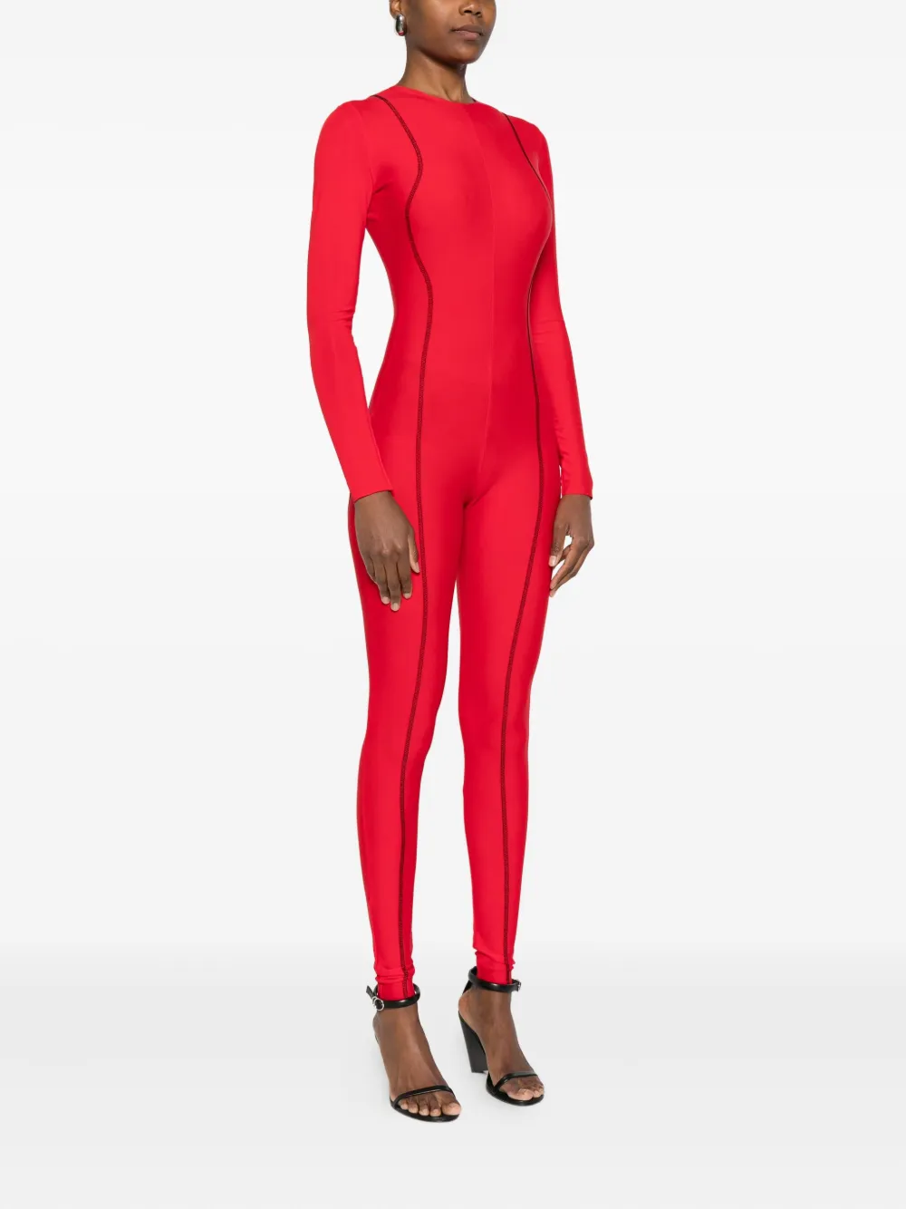 Medeea Long Sleeve Jumpsuit In Red