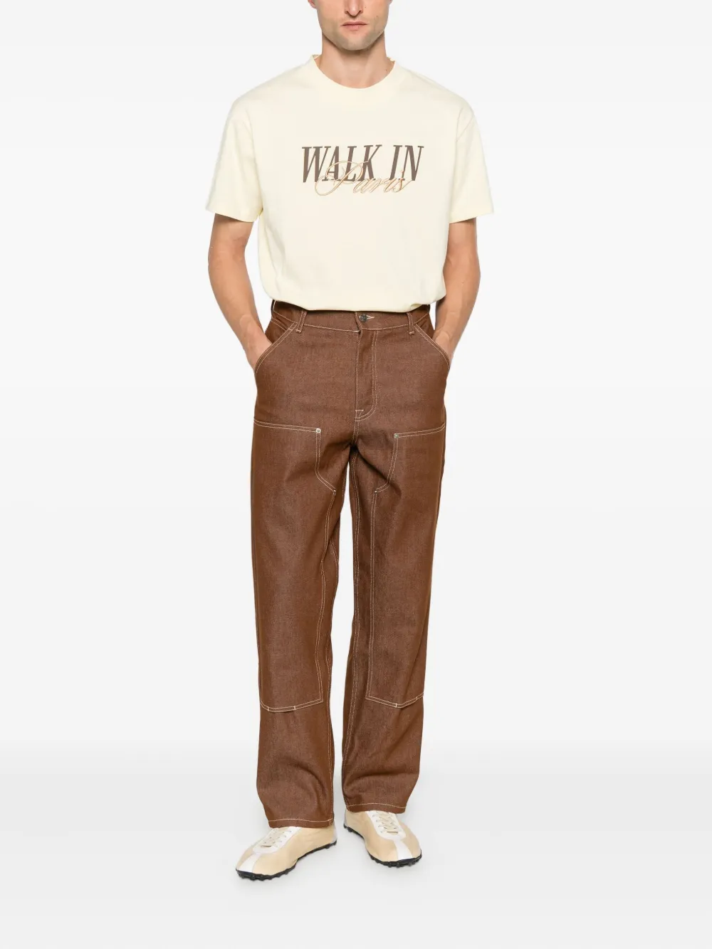 Walk In Paris Double-knee Jeans In Brown