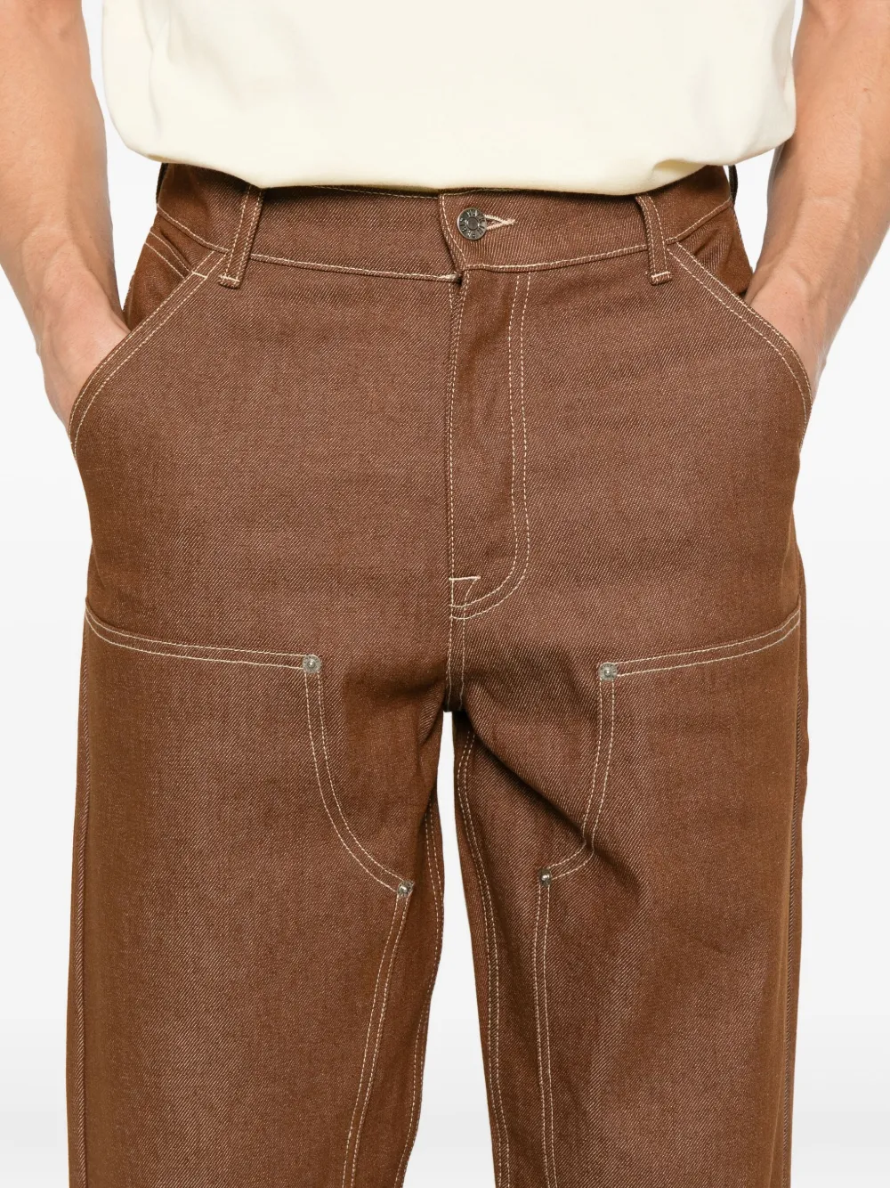 Walk In Paris Double-knee Jeans In Brown