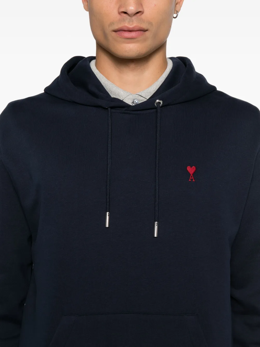 Ami Alexandre Mattiussi Drawstring Hooded Sweatshirt In Blue