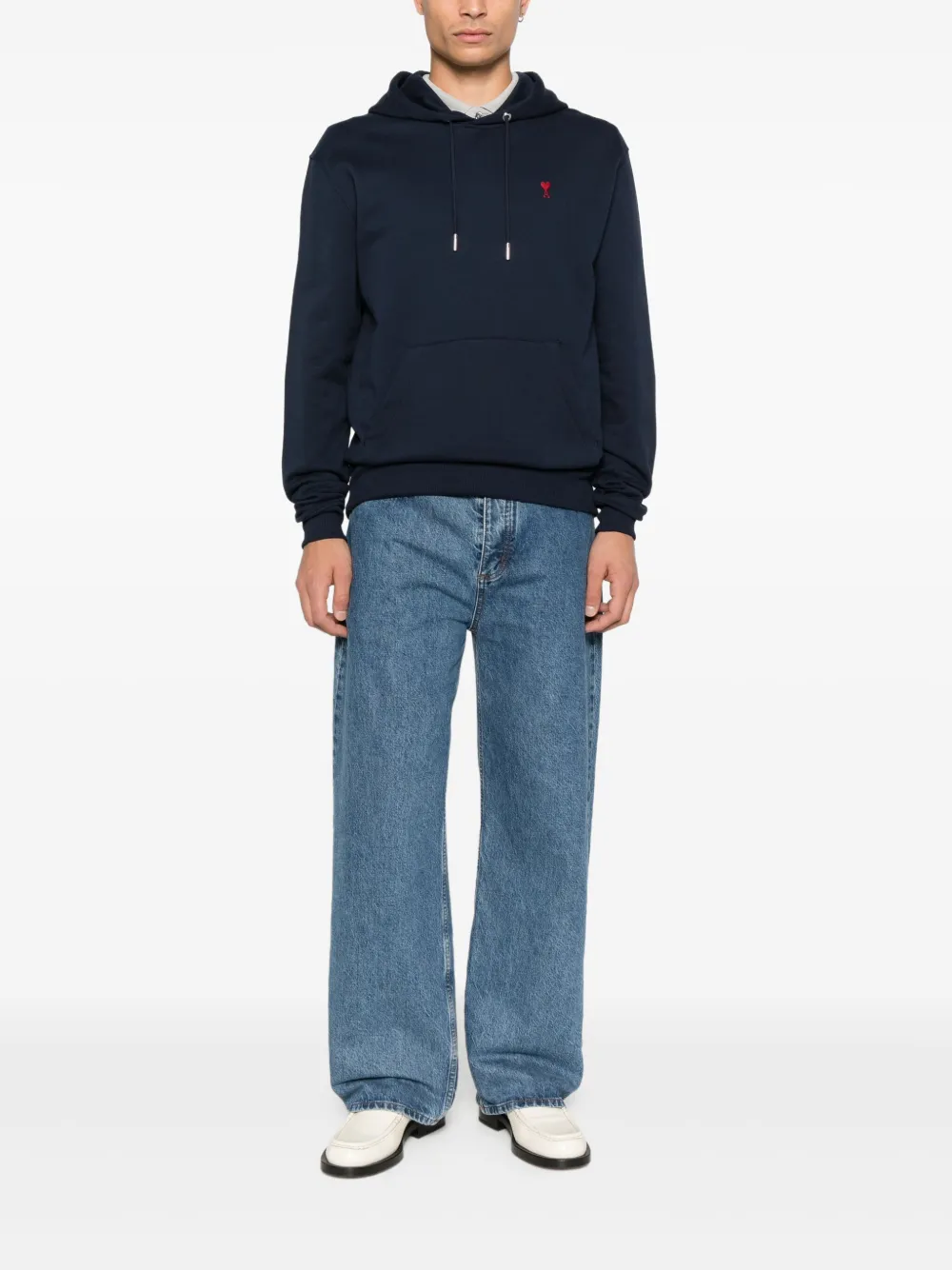 Ami Alexandre Mattiussi Drawstring Hooded Sweatshirt In Blue