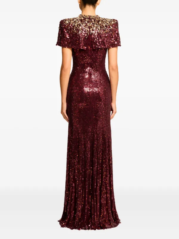 jenny packham red sequin dress Jenny Packham Gaia Sequined Tulle Gown In Red