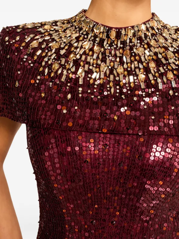 Jenny Packham Radiant sequin-embellished Gown | Red | FARFETCH