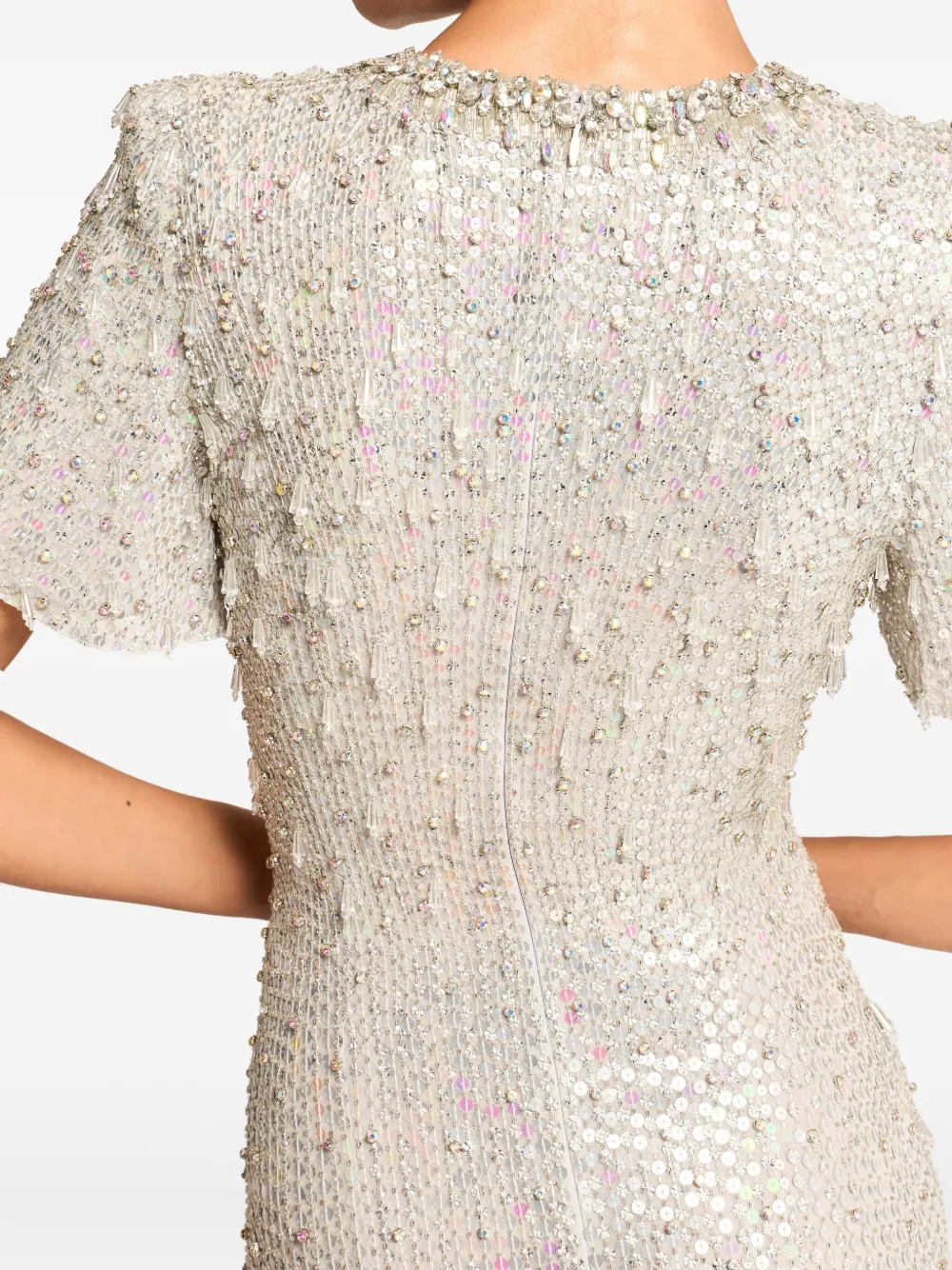 Jenny Packham Serenity Sequin-embellishment Gown In Neutral