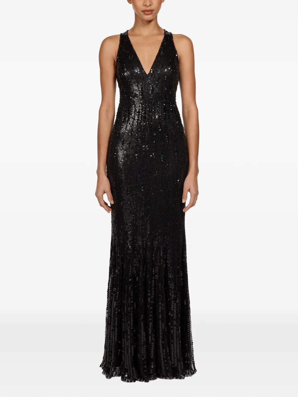 Jenny Packham sequin V-neck dress - Zwart