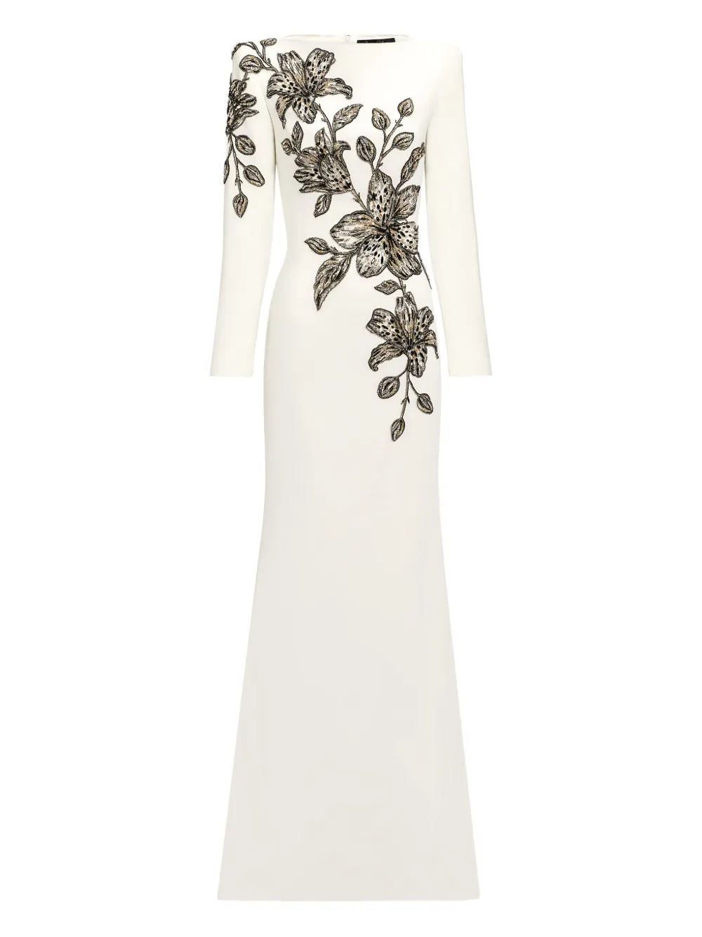 Jenny Packham Floral-embellished Maxi Dress In White