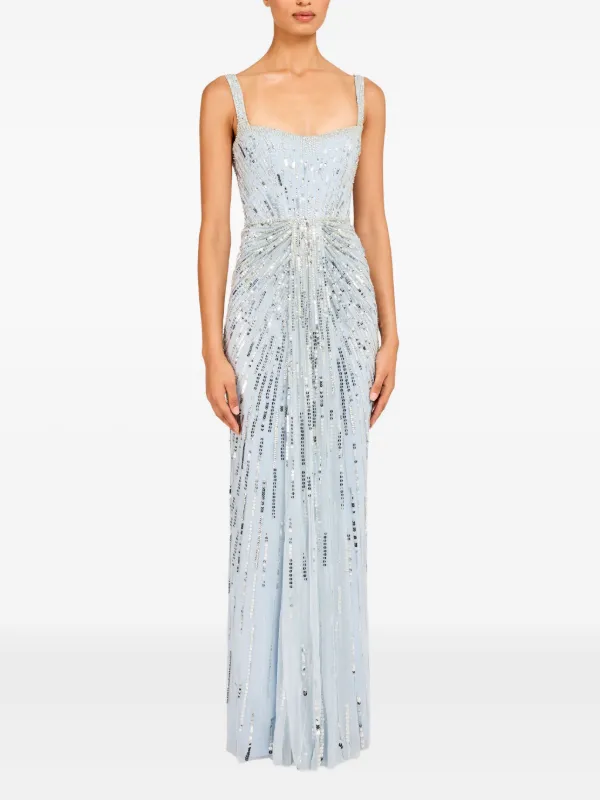jenny packham light blue dress Jenny Packham Women's Lauretta Embellished Maxi Dress - Blue - Size 18 UK/14 US