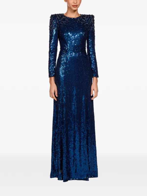 jenny packham blue dress Jenny Packham Women's Lauretta Embellished Maxi Dress - Blue - Size 18 UK/14 US