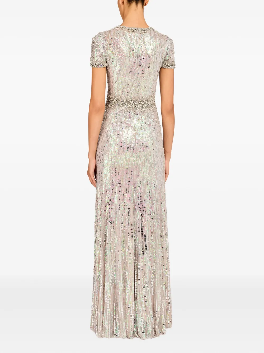 Jenny Packham Sequin-embellished Celeste Dress In Gray