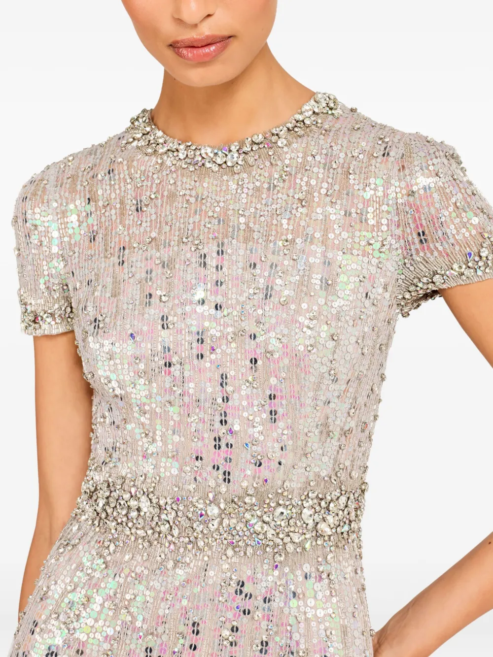 Jenny Packham Sequin-embellished Celeste Dress In Gray