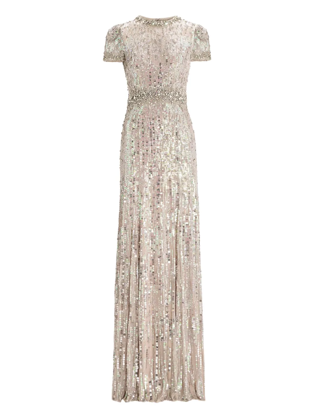 Jenny Packham Sequin-embellished Celeste Dress In Gray