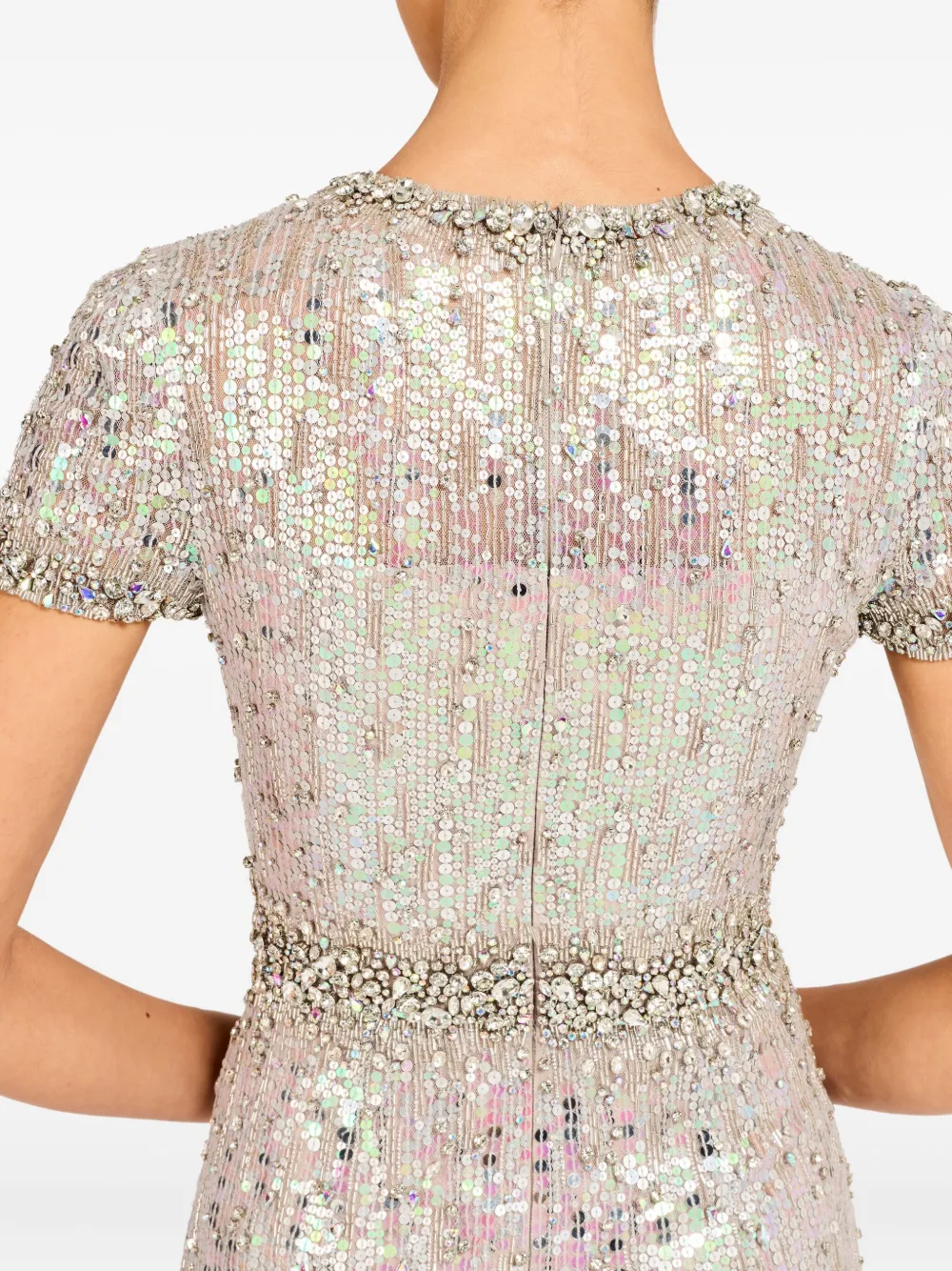 Jenny Packham Sequin-embellished Celeste Dress In Gray