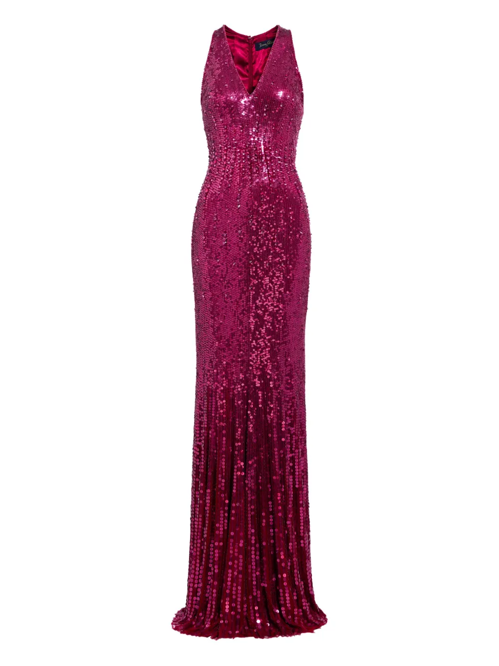 Jenny Packham Sequined V-neck Maxi Dress In Burgundy