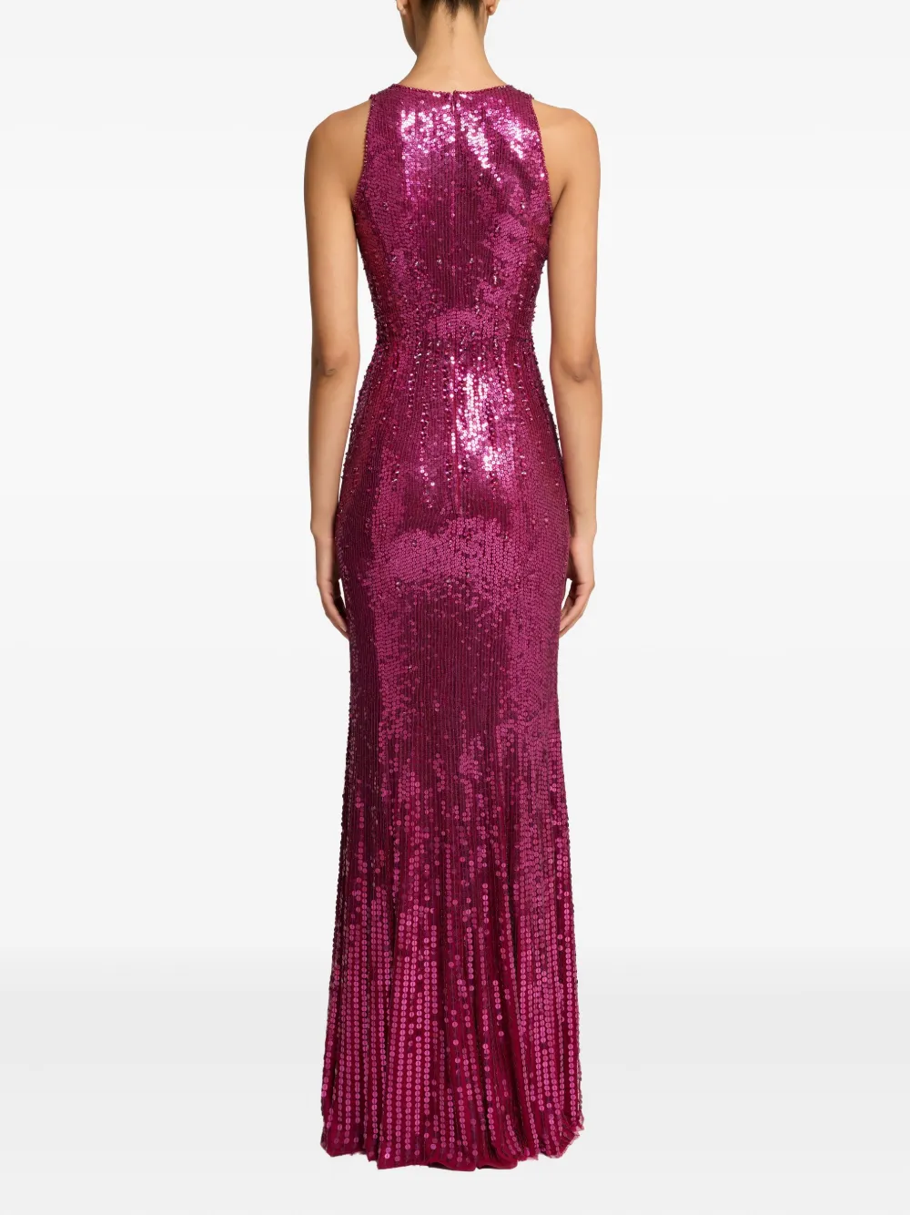 Jenny Packham Sequined V-neck Maxi Dress In Burgundy
