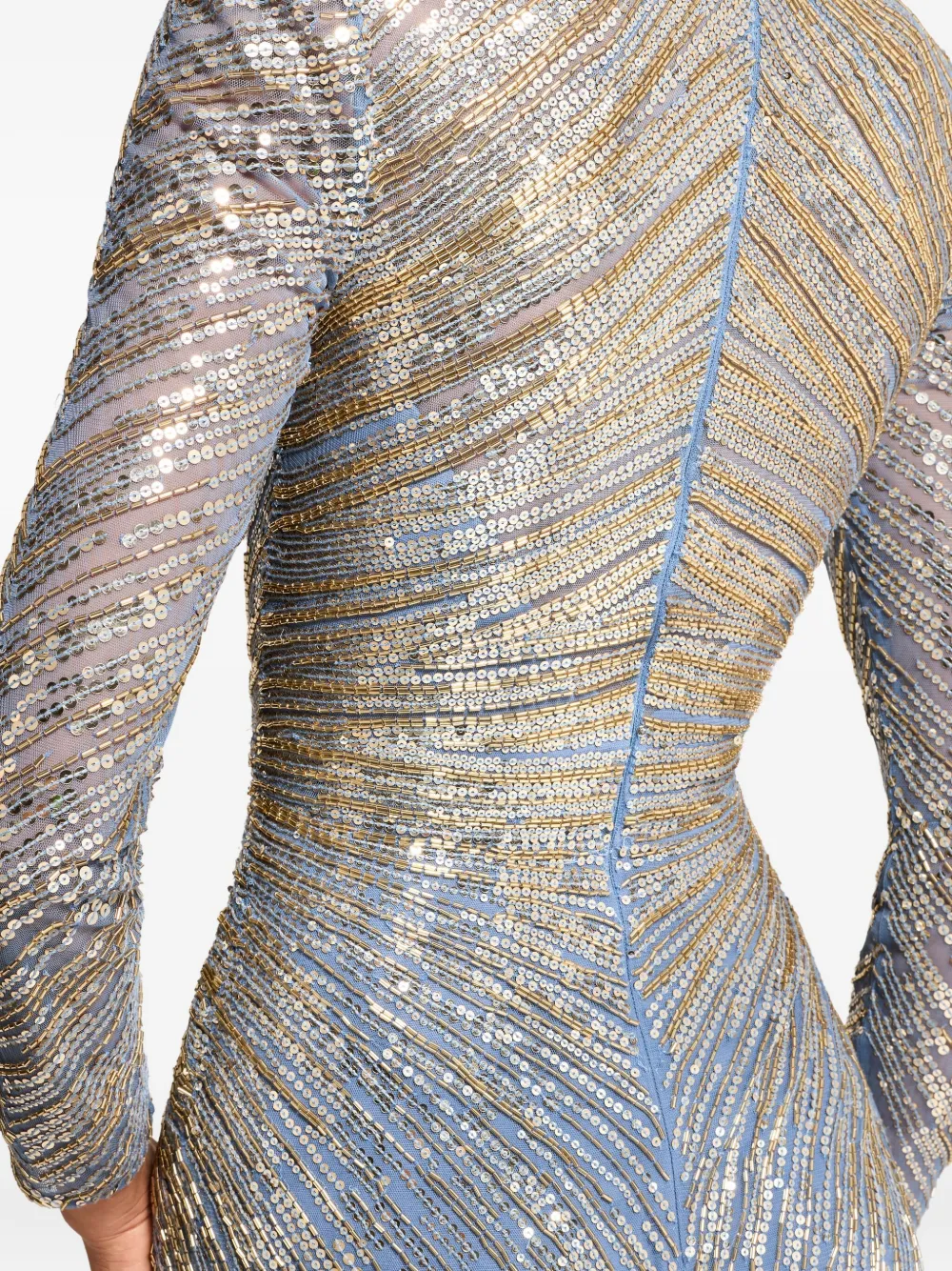 Jenny Packham Wiona Sequin-embellished Gown In Blue