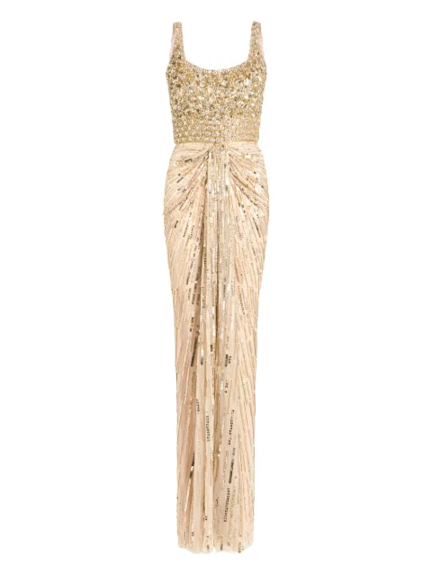 Jenny Packham embellished draped elixir dress