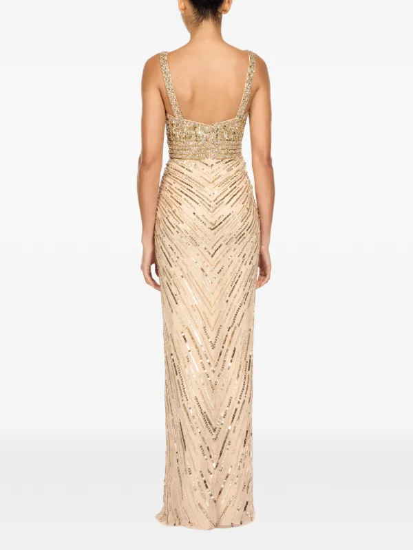 Jenny Packham Embellished Draped Elixir Dress - Neutrals
