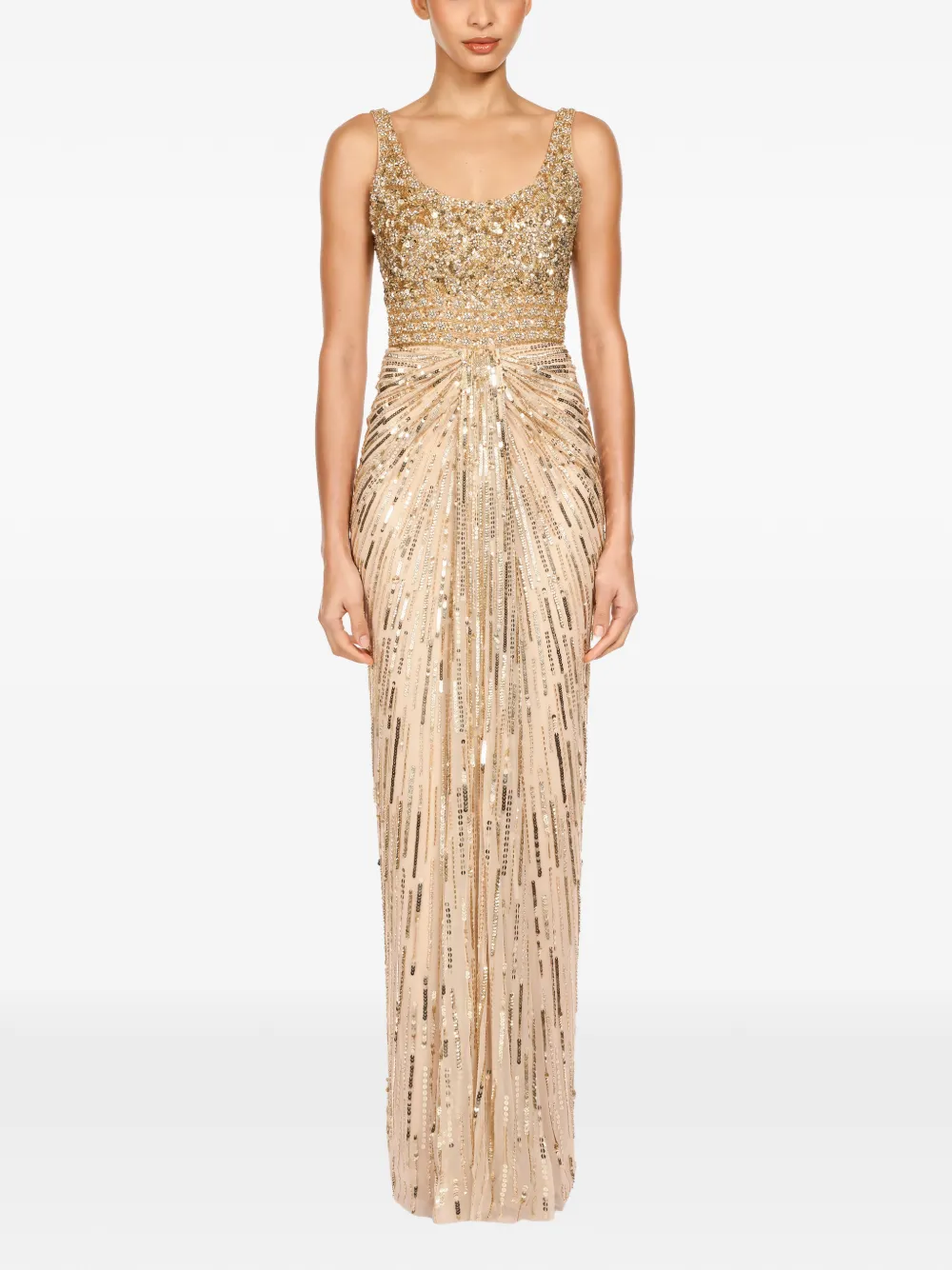 Jenny Packham embellished draped elixir dress - Beige